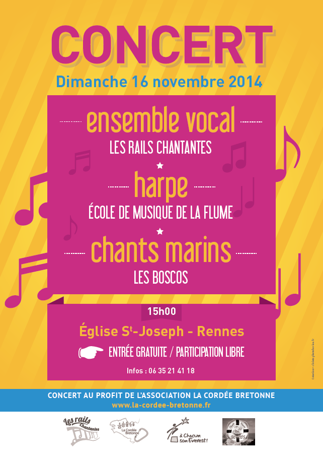 Concert de l'ensemble Les rails chantantes du 16 novembre 2014 au profit de La Cordée Bretonne